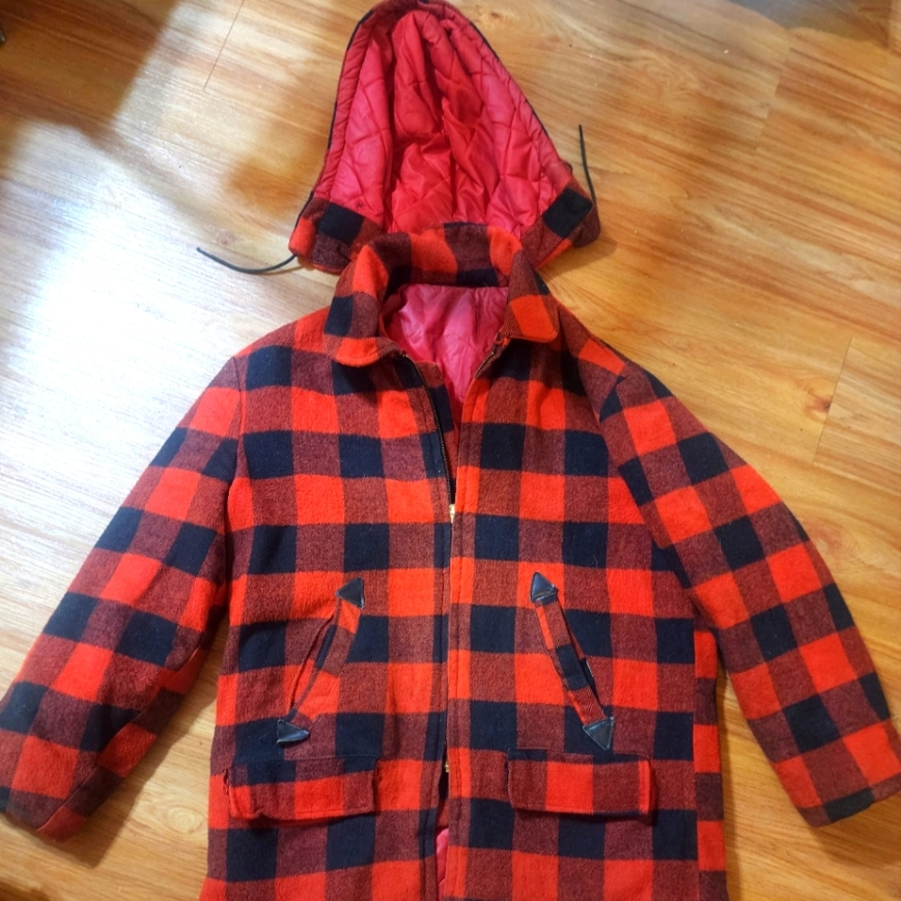 Mens Red and Black Checkered Jacket
